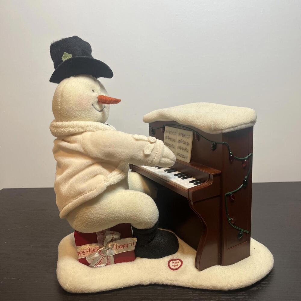 2005 Hallmark Jingle Pals Plush Piano Singing Snowman - Lights and Music Work